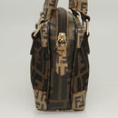 FENDI Zucca Canvas Zucchino Canvas Hand Bag 2way Brown Black beige Auth 123727-4