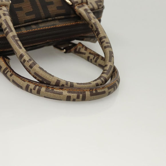 FENDI Zucca Canvas Zucchino Canvas Hand Bag 2way Brown Black beige Auth 123727