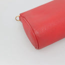 FENDI Shoulder Bag Leather Red Gold Auth 123730-11