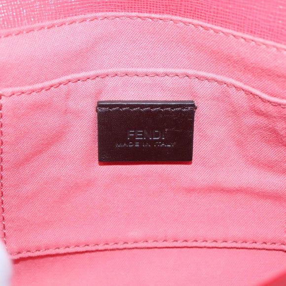 FENDI Shoulder Bag Leather Red Gold Auth 123730