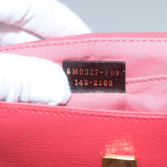 FENDI Shoulder Bag Leather Red Gold Auth 123730