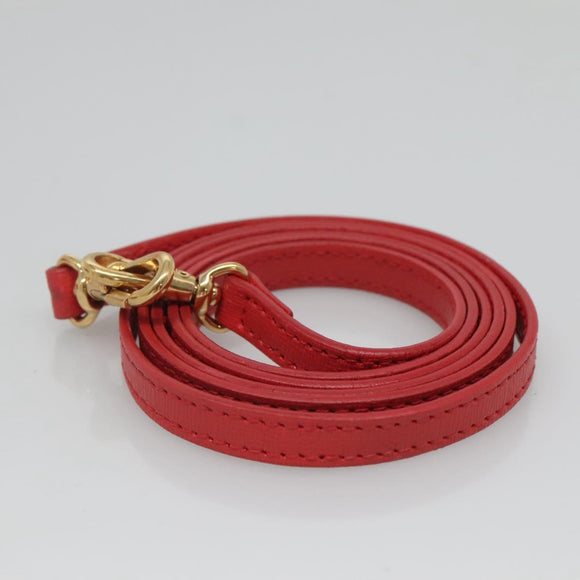 FENDI Shoulder Bag Leather Red Gold Auth 123730