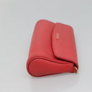 FENDI Shoulder Bag Leather Red Gold Auth 123730-4