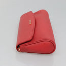 FENDI Shoulder Bag Leather Red Gold Auth 123730-5