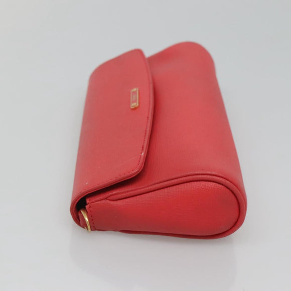 FENDI Shoulder Bag Leather Red Gold Auth 123730