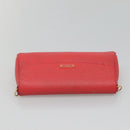 FENDI Shoulder Bag Leather Red Gold Auth 123730-6