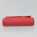 FENDI Shoulder Bag Leather Red Gold Auth 123730-7