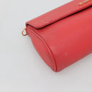 FENDI Shoulder Bag Leather Red Gold Auth 123730-9