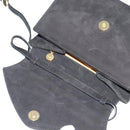 Salvatore Ferragamo Shoulder Bag Suede Gold Black Auth 123733-14