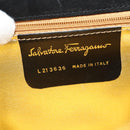 Salvatore Ferragamo Shoulder Bag Suede Gold Black Auth 123733-15