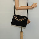 Salvatore Ferragamo Shoulder Bag Suede Gold Black Auth 123733-20