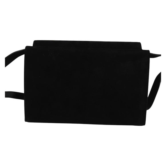 Salvatore Ferragamo Shoulder Bag Suede Gold Black Auth 123733