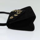 Salvatore Ferragamo Shoulder Bag Suede Gold Black Auth 123733-4