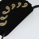 Salvatore Ferragamo Shoulder Bag Suede Gold Black Auth 123733-6