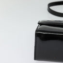 Salvatore Ferragamo Gancini Shoulder Bag Enamel Black Gold Auth 123760-9