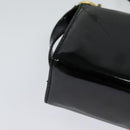 Salvatore Ferragamo Gancini Shoulder Bag Enamel Black Gold Auth 123760-15