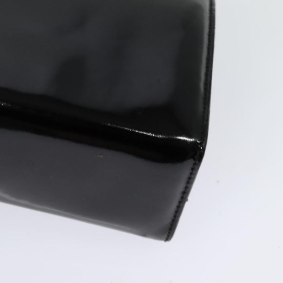 Salvatore Ferragamo Gancini Shoulder Bag Enamel Black Gold Auth 123760