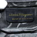 Salvatore Ferragamo Gancini Shoulder Bag Enamel Black Gold Auth 123760-12