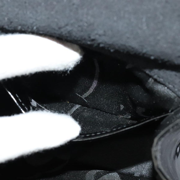 Salvatore Ferragamo Gancini Shoulder Bag Enamel Black Gold Auth 123760