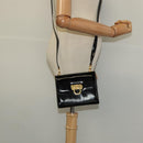 Salvatore Ferragamo Gancini Shoulder Bag Enamel Black Gold Auth 123760-21