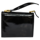 Salvatore Ferragamo Gancini Shoulder Bag Enamel Black Gold Auth 123760-2