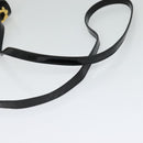 Salvatore Ferragamo Gancini Shoulder Bag Enamel Black Gold Auth 123760-7