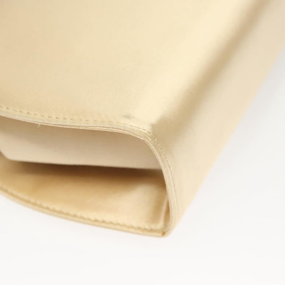 Salvatore Ferragamo Chain Shoulder Bag Satin Beige Gold Auth 123765