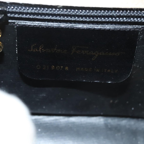 Salvatore Ferragamo Chain Shoulder Bag Satin Beige Gold Auth 123765