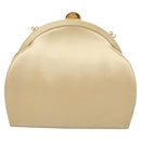 Salvatore Ferragamo Chain Shoulder Bag Satin Beige Gold Auth 123765-13