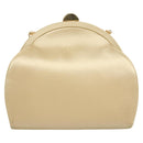 Salvatore Ferragamo Chain Shoulder Bag Satin Beige Gold Auth 123765-2