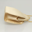 Salvatore Ferragamo Chain Shoulder Bag Satin Beige Gold Auth 123765-3