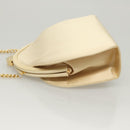 Salvatore Ferragamo Chain Shoulder Bag Satin Beige Gold Auth 123765-4