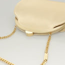 Salvatore Ferragamo Chain Shoulder Bag Satin Beige Gold Auth 123765-6