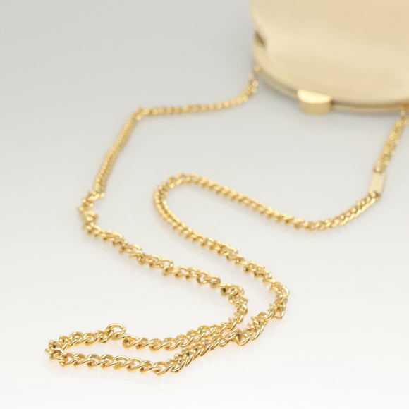 Salvatore Ferragamo Chain Shoulder Bag Satin Beige Gold Auth 123765