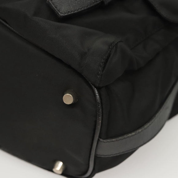 PRADA Shoulder Bag Nylon Black Gold Auth 123769