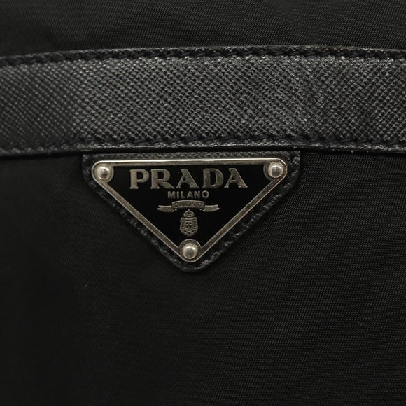 PRADA Shoulder Bag Nylon Black Gold Auth 123769