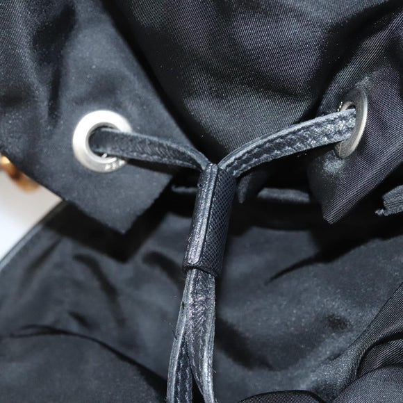 PRADA Shoulder Bag Nylon Black Gold Auth 123769