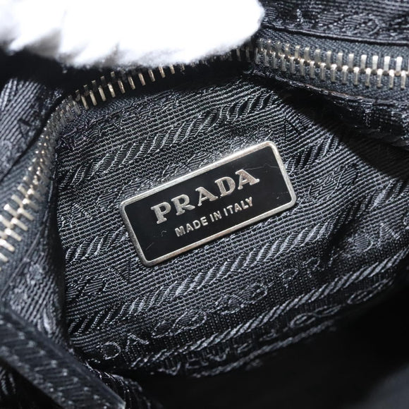 PRADA Shoulder Bag Nylon Black Gold Auth 123769
