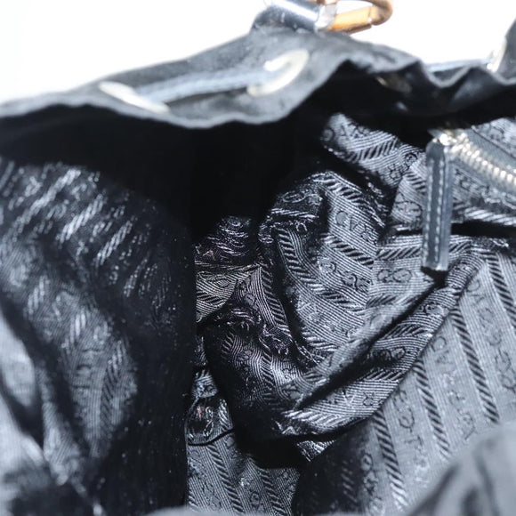 PRADA Shoulder Bag Nylon Black Gold Auth 123769