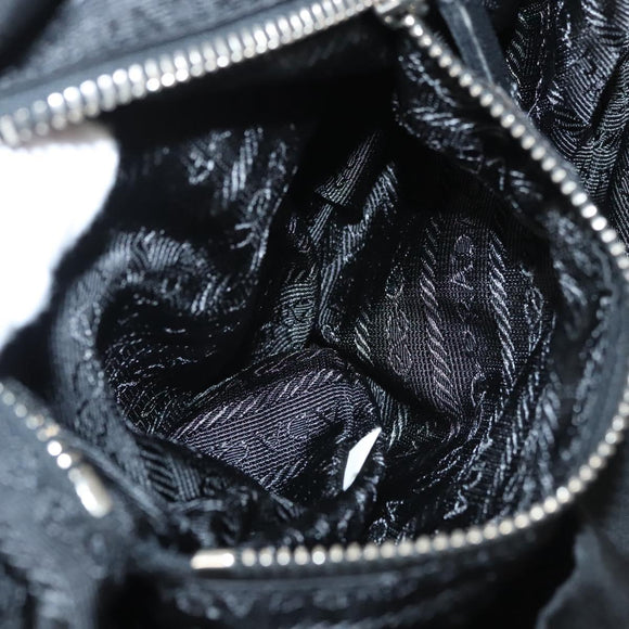 PRADA Shoulder Bag Nylon Black Gold Auth 123769