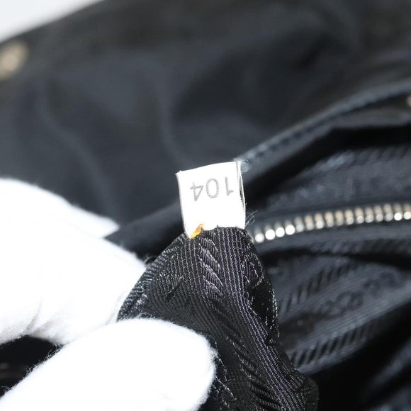PRADA Shoulder Bag Nylon Black Gold Auth 123769