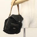 PRADA Shoulder Bag Nylon Black Gold Auth 123769-29