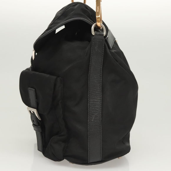PRADA Shoulder Bag Nylon Black Gold Auth 123769