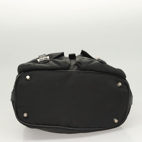 PRADA Shoulder Bag Nylon Black Gold Auth 123769