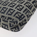 FENDI Zucchino Canvas Mamma Baguette Shoulder Bag Navy Silver Auth 123778-14