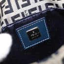 FENDI Zucchino Canvas Mamma Baguette Shoulder Bag Navy Silver Auth 123778-19
