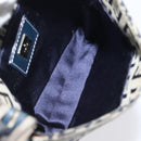 FENDI Zucchino Canvas Mamma Baguette Shoulder Bag Navy Silver Auth 123778-11