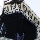 FENDI Zucchino Canvas Mamma Baguette Shoulder Bag Navy Silver Auth 123778-20