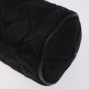 CHANEL Matelasse Fringe Pouch Satin Black Gold CC Auth 123782-15