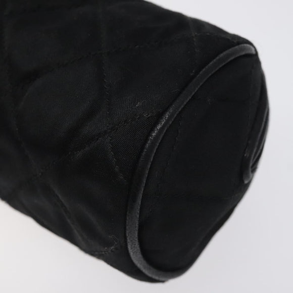 CHANEL Matelasse Fringe Pouch Satin Black Gold CC Auth 123782